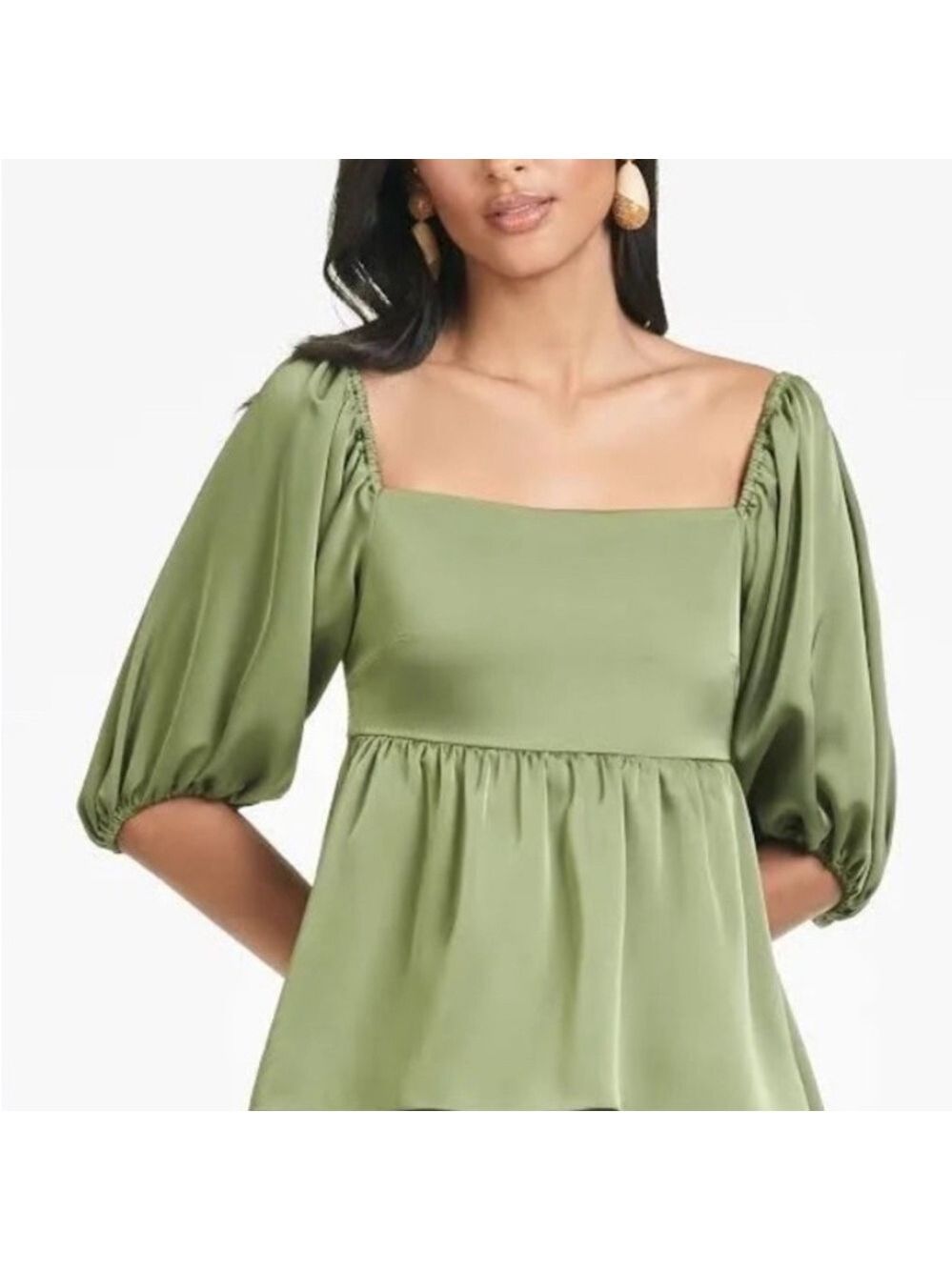 Sachin + Babi Green Puff Sleeve Lindsey Blouse